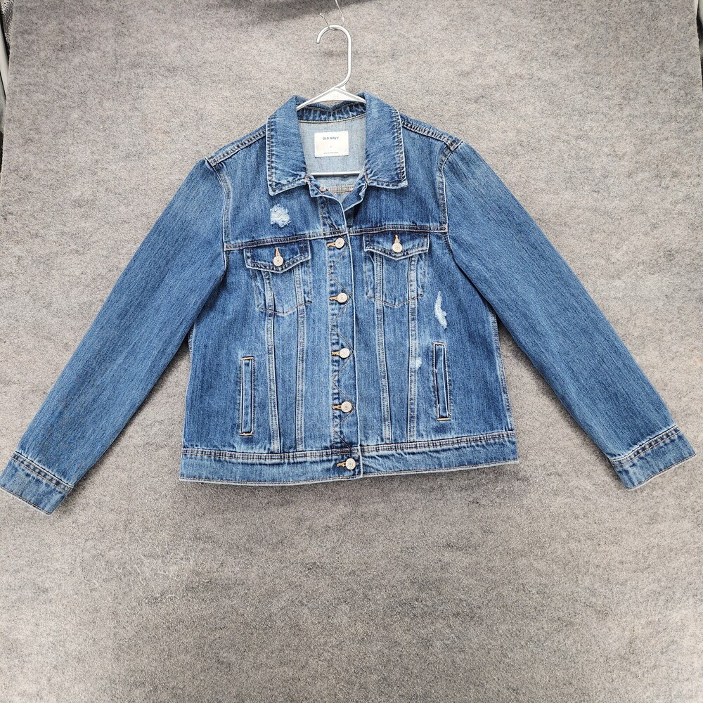 Old Navy Jean Jacket Womens Large Long Sleeve Blue Denim